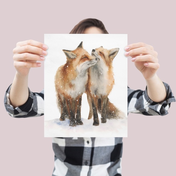 Watercolor Red Fox Wall Art Print, Unframed - Captivating Woodland Elegance - Picture 4 of 7